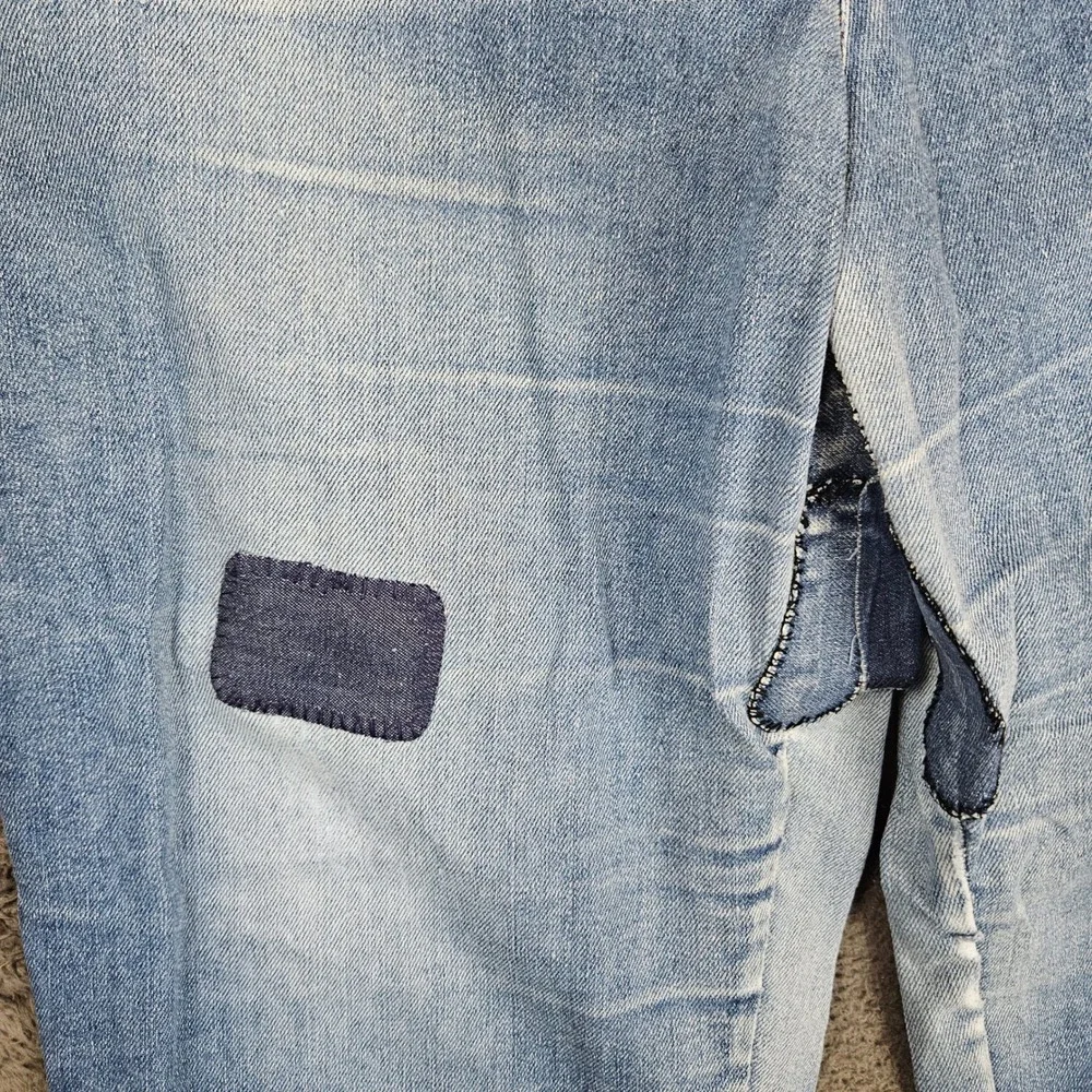 Vintage Levis 26W 40 Light‎ Wash Patchwork Straight Leg Jeans Made in USA Blue